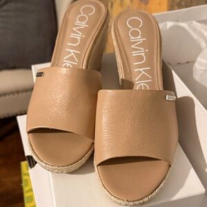 Calvin Klein Women's Beige Espadrille Slides